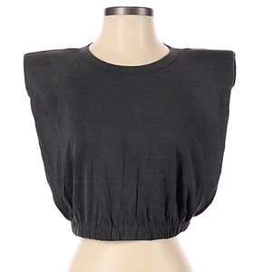 Amable Dark Grey, soft, cropped Tee with padded shoulders